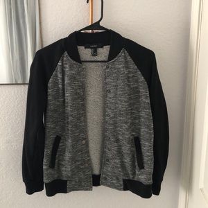 Forever 21 Grey/Black Mock Bomber Jacket
